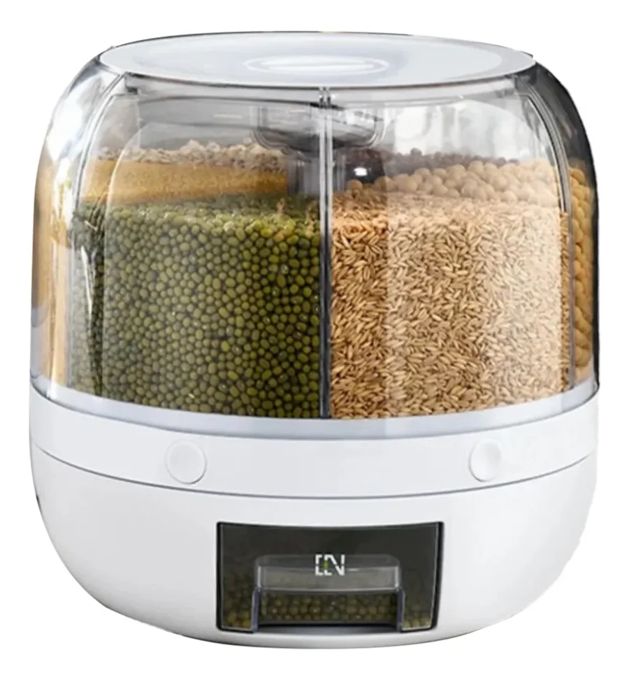 Dispensador de cereales giratorio alimentos granos condimentos organizador de cocina cafe arroz